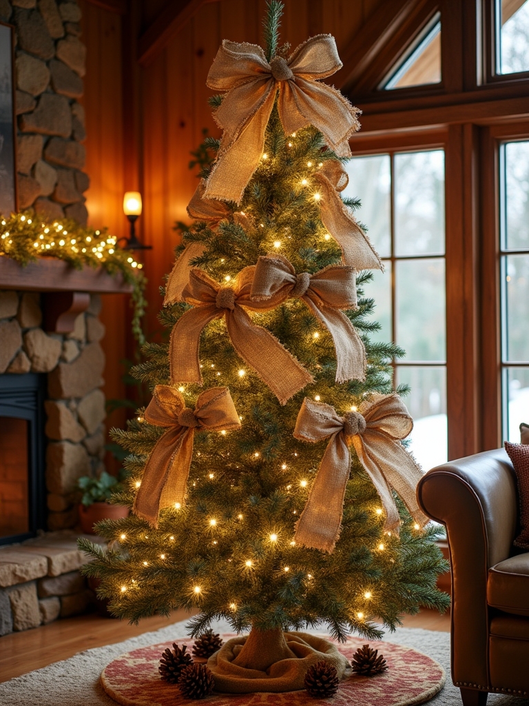 rustic burlap tree decor