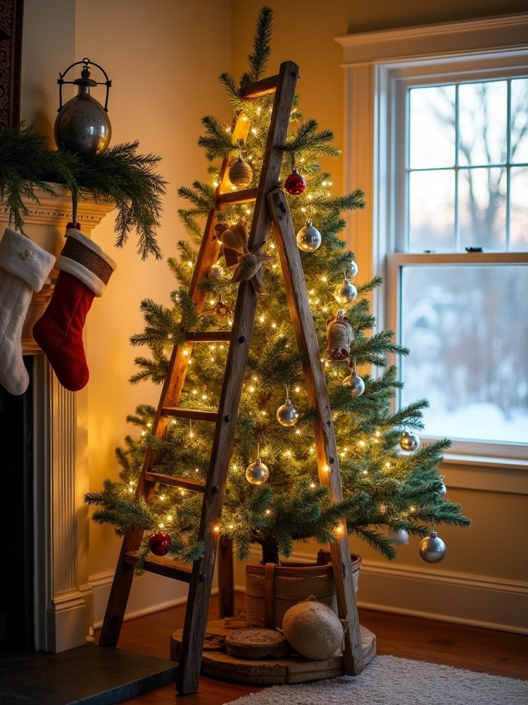 rustic ladder tree decor