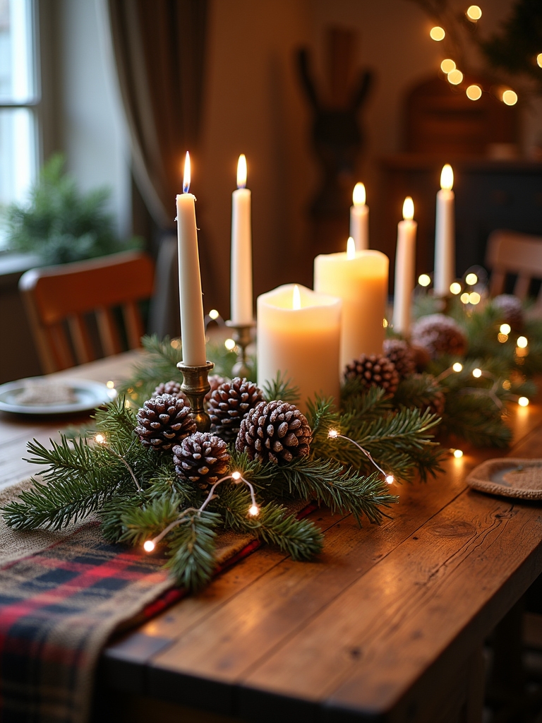 rustic pinecone candle centerpiece