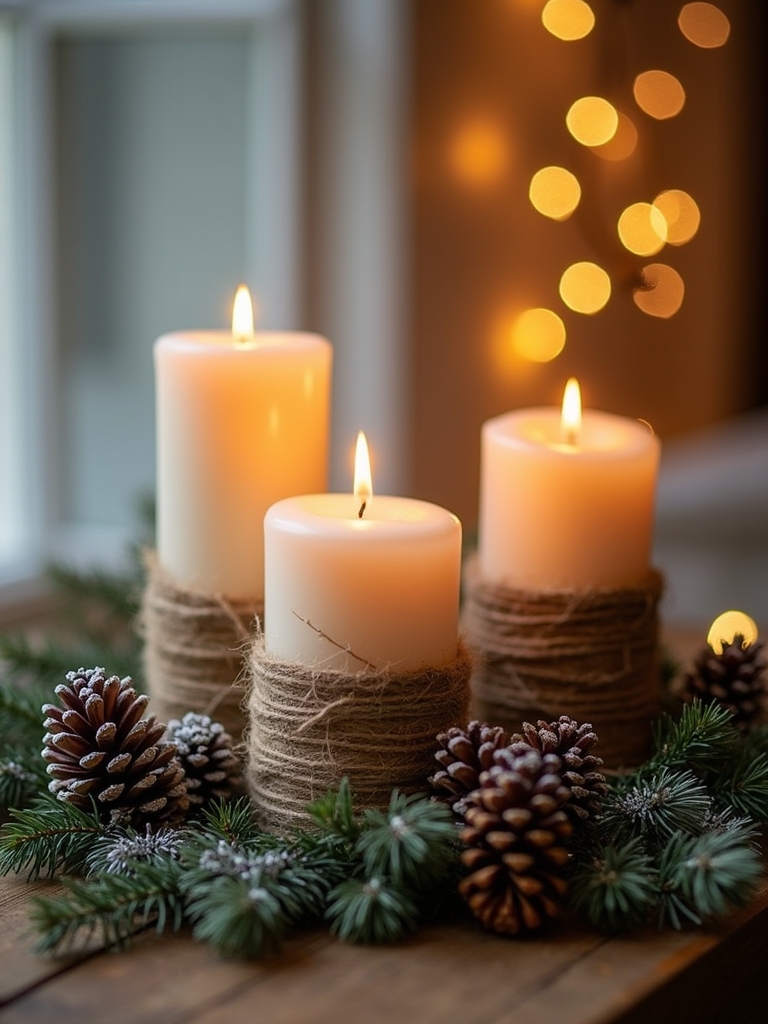 twine wrapped candle decor