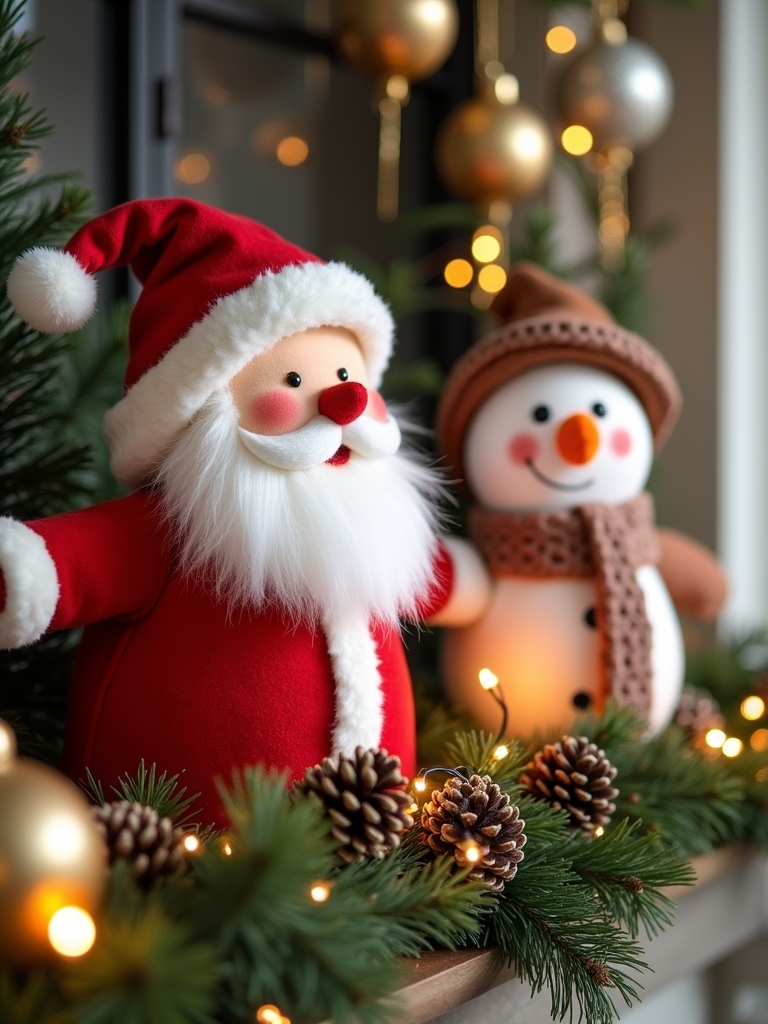 whimsical santa and snowmen