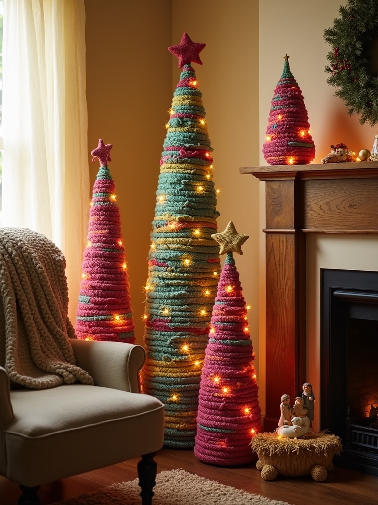 yarn wrapped christmas tree decor