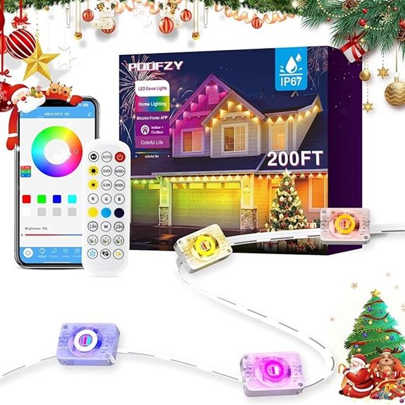 POOFZY 200ft RGBIC Outdoor String Lights with App