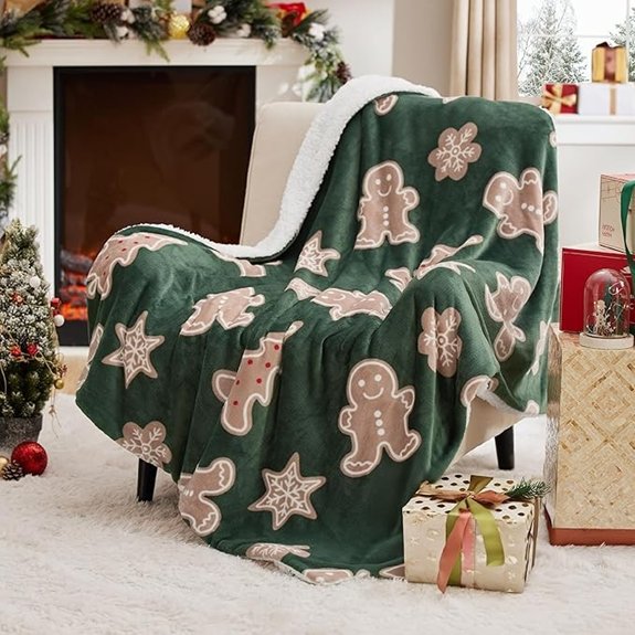 Bedsure Green Christmas Sherpa Throw Blanket