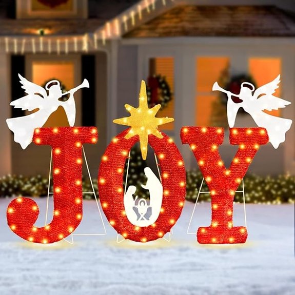 Lighted Joy Christmas Nativity Scene Yard Decor