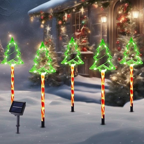 Christmas Solar Pathway Lights 5-Pack Waterproof LED